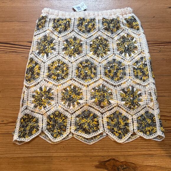 NWT G&D beige crochet overlay elastic waistband pull on midi skirt SIZE L - Picture 5 of 5